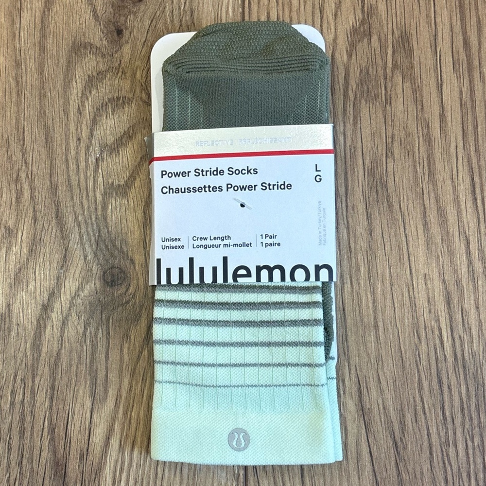 NWT Lululemon Power Stride Socks Size Large In Elixir/Bay Leaf 1 Pair